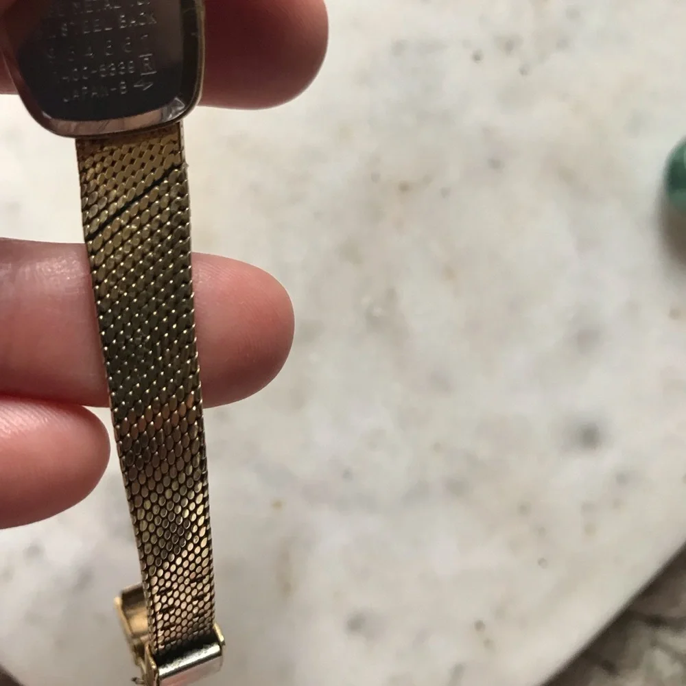 Vintage gold diamond Seiko watch women’s dainty Princess Diana style bevel